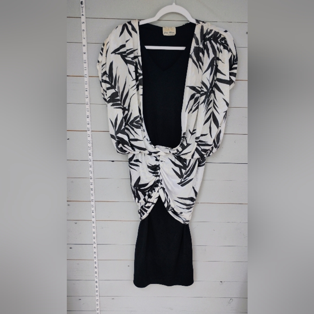 Black and White Ruched Tie Front Mini Dress